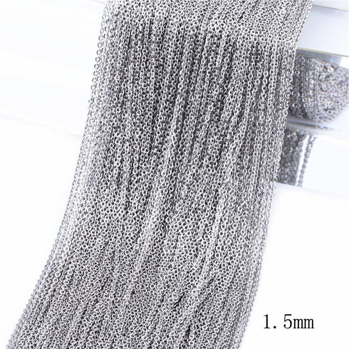 10m Stainless Steel Cable Chain Link in Bulk for Necklace Jewelry Accessories DIY Making 1.5mm...