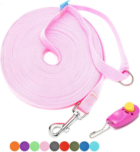 BAAPET 15 ft 20 ft 30 ft 50 ft 100 ft Long Dog Training Leash for Dog Training, Play, Camping, or Backyard Lead with Training Clickers for Small, ...