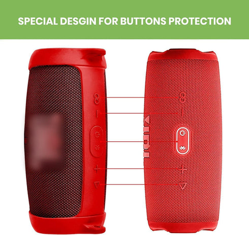 Silicone Case Cover for JBL Charge 5 Waterproof Portable Bluetooth Speaker, Protective Soft Skin Rubber Carrying Travel Pouch with Strap & Carabin...