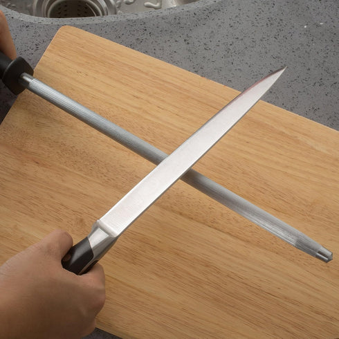 Professional Carbon Steel Black Knife Sharpening Steel, Black 12 Inch...