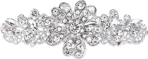 EVER FAITH Bridal Daisy Flower Brooch Clear Austrian Crystal Silver-Tone...