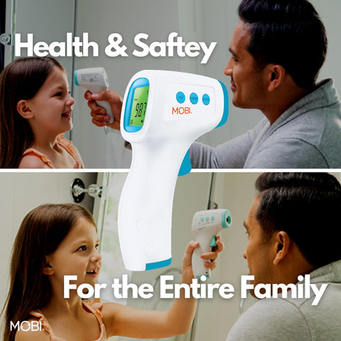MOBI - Non-Contact Forehead Digital Thermometer with Object Temperature Mode - Touchless with High Fever Indicator - No Touch Thermometer for Baby...