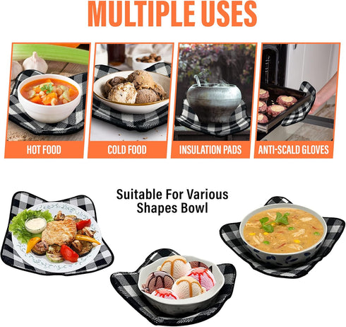 4 Pieces Microwave Bowl or Pot Holders Microwave bowl holder set to keep food warm Heat Resistant Potholder Protector Large Hot Pads Microwave Pla...