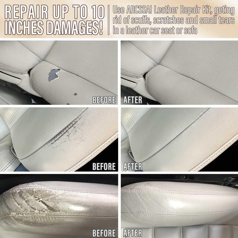 Neutral Color Leather Repair Kit for Furniture, Car Seats, Sofa, Jacket and Purse. PU Leather Repair Paint Gel. Repair Tears & Burn Holes. Provide...