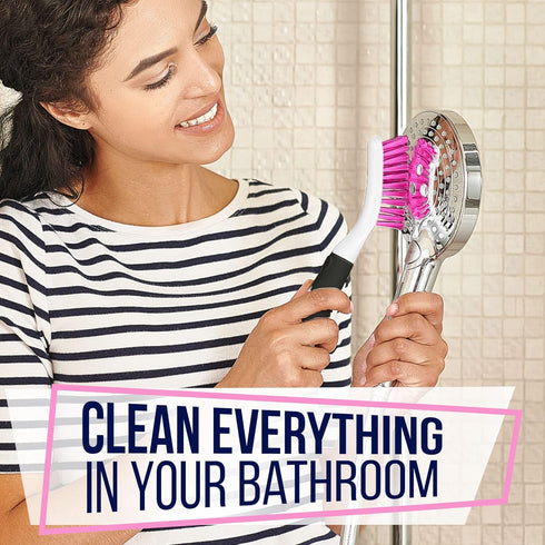 Scrub Brush Set of 3pcs - Cleaning Shower Scrubber with Ergonomic Handle and Durable Bristles - Grout Cleaner Brush - Scrub Brushes for Cleaning B...