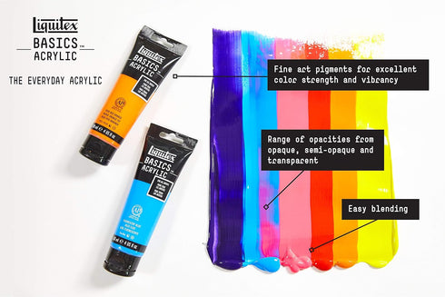 Liquitex BASICS Acrylic Paint Set, 6 x 22ml (0.74-oz) Tube Paint Set, Fluorescent...