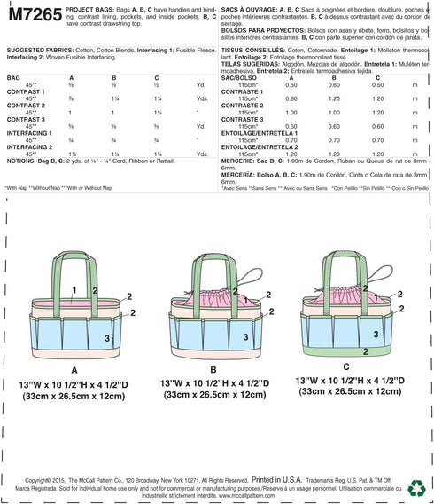 McCall's Patterns M7265 Project Totes, One Size...
