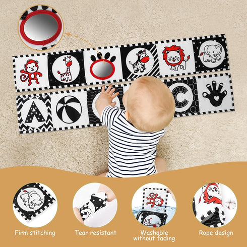 Vicloon Black and White High Contrast Baby Toys, Soft Baby Book for Newborn 0-3-6-12 Months, Infant Tummy Time Toys, Early Education Sensory Toys,...
