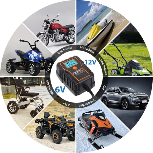 12 Volt Battery Maintainer Battery Trickle Charger Float Charger LCD Display 6V 12V 750mA Battery Maintainer Float Charger for Car/Motorcycle/ATV....