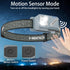 Grey Rechargeable LED Headlamp, 2 Pack 2500 Lumen Head Lamp with Motion Sensor, 7 Modes Bright Head Light, USB Recharge Flashlight Camping Accesso...