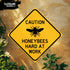 Caution Honeybees Hard At Work 12" x 12" Tin Road Sign Indoor Outdoor Beekeeping Apiary Theme Shed Garden Home Decor...