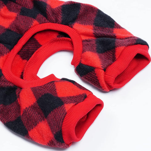 Pet Christmas Pajamas Red Black Buffalo Plaid Jumpsuit Dog Cat Soft Winter Clothes Puppy Doggie Checkered Sweater Apparel (Small)...
