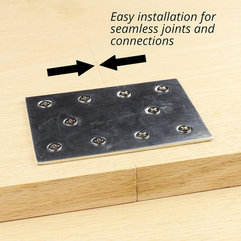 Clamping Mending Plate | 4" x 3" | Straight Steel Bracket Brace Repair Tabletop, Panel Connector | Galvanized Wood Table Top, Connecting | Clamp F...
