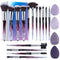 XMOSNZ Makeup Brushes 15pcs Premium Synthetic Bristles Crystal Handle Set Eyeshadow Brush Face Lip Eye Make Up Brush Sets Professional with 4 Make...