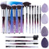 XMOSNZ Makeup Brushes 15pcs Premium Synthetic Bristles Crystal Handle Set Eyeshadow Brush Face Lip Eye Make Up Brush Sets Professional with 4 Make...