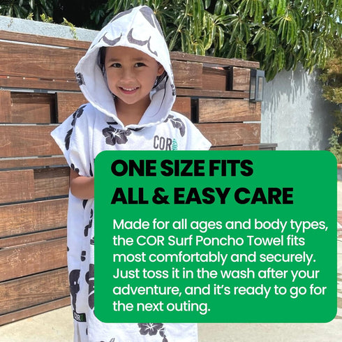 COR Surf Poncho Changing Towel Robe with Hood and Front Pocket for Kids, Doubles Up As Beach Towel and Blanket, Made of Quick Dry Microfiber, Fits...