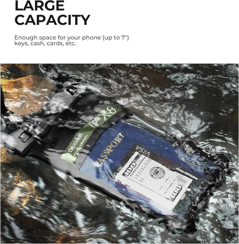 Dexnor IP68 Waterproof Phone Pouch, Universal 3D Cellphone Dry Bag Case with Adjustable Double-hook Lanyard for iPhone 15 14 13 12 Pro Max XS Plus...