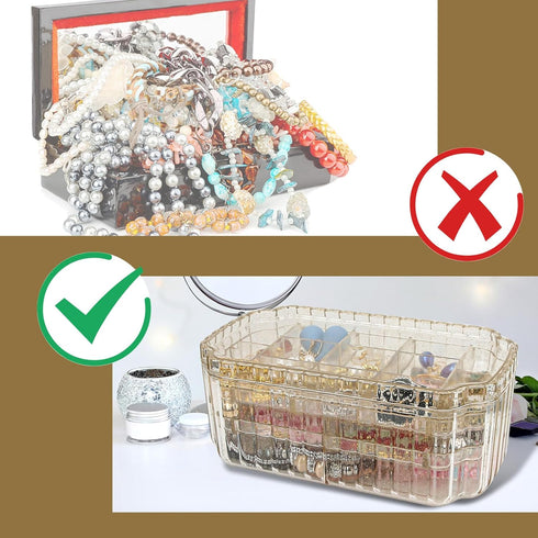 Jewelry Organizer Box, 3-Layers Clear Jewelry Box with Lid, Earring Box Display Holder for Earrings, Rings, Necklaces, Bracelets, Clear Plastic Be...