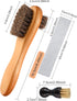 4 Pieces Horsehair Shine Shoes Brush kit Polish Dauber Applicators (D)...