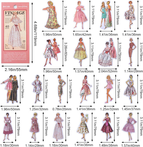 PAGOW 240Pcs Vintage People Washi Stickers, Retro Women Girls Scrapbook Stickers for Journaling Scrapbooking, 6Styles Bulletn Junk Journals Suppli...