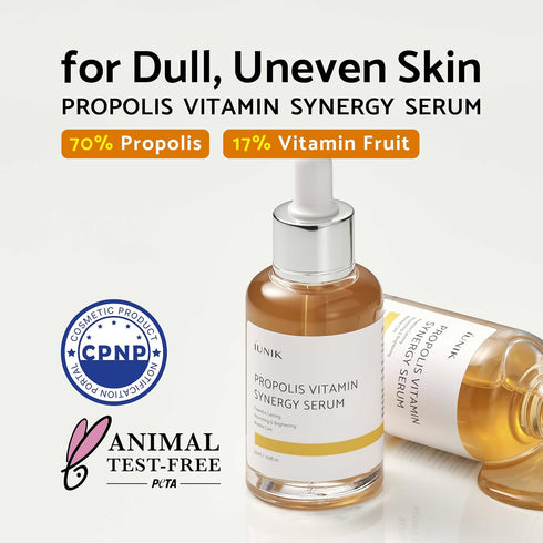 IUNIK Propolis 70% Vitamins 17% Synergy Serum - Centella Asiatica Calming Soothing Deep Nourishing for Dry Dull Spot Hyperpigmentation Sensitive A...