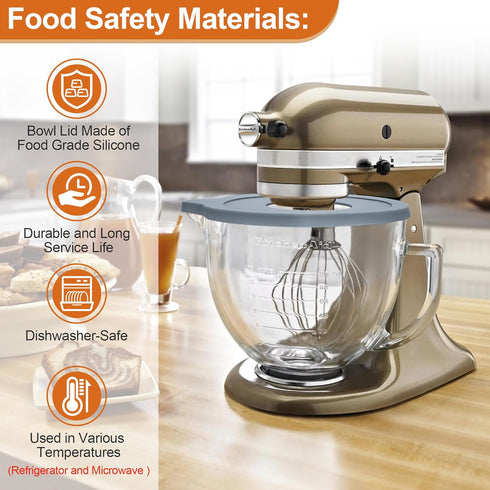 Mixers Bowl Covers for Kitchen aid 5 QT Artisan&Classic Tilt-Head Stand Mixer Bowl, Mixer Accessories and Attachments Mixer Glass Bowl Lid Dishwas...