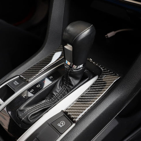 TOMALL Gear Shift Panel Decal Compatible with Honda Civic 2016 2017 2018 2019 2020 2021 Accessories 10th Gen Gear Shift Cover Trim Black Carbon Fi...