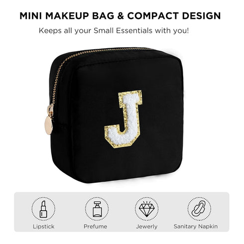 HBselect Graduation Gifts for Her Small Makeup Bag Personalized Initial Letter Mini Makeup Bags Nylon Chenille Letter Patch Cosmetic Bag Cute Wate...