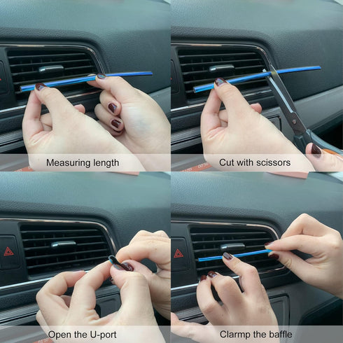 LivTee 20 Pieces Car Air Conditioner Decoration Strip, Universal Waterproof Bendable Air Vent Outlet Trim Decoration, Car Interior Accessories (Bl...