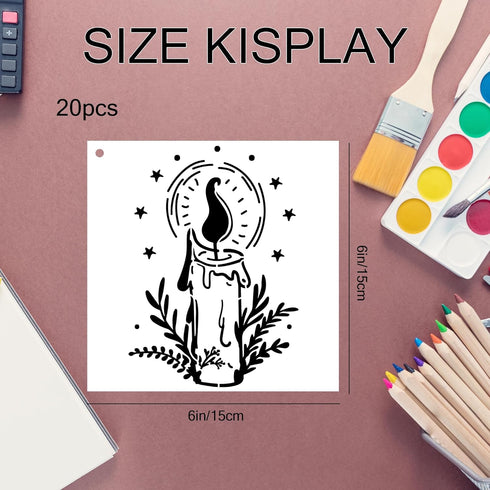 Magic Style Stencils for Painting - 20 Pcs Magic Potion Fairy Crystal Ball Stars Moon Ancient Book Flowers Mushrooms Butterfly DIY Craft Template ...