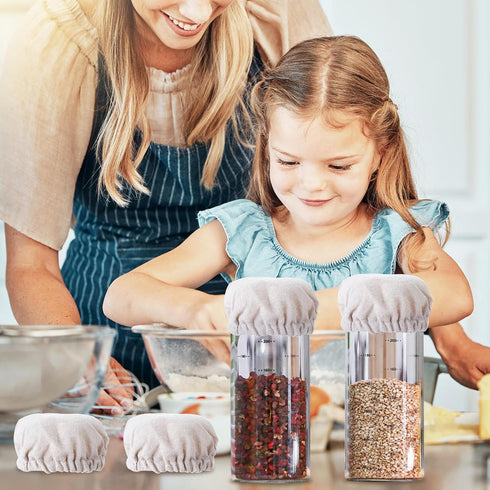 4 Pcs Sourdough Starter Jar Cloth Covers, Elastic Bread Baking Cloth Cover, Reusable Sourdough Proofing Bowl Cover Breathable Cloth lid/Cap Kombuc...