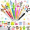 12Pcs Plastic Beadable Pens, Bead Pens with Animals Silicone Beads, Crystal Spacer Beads, Black Ink Ballpoin for DIY Gifts School Office Supplies...