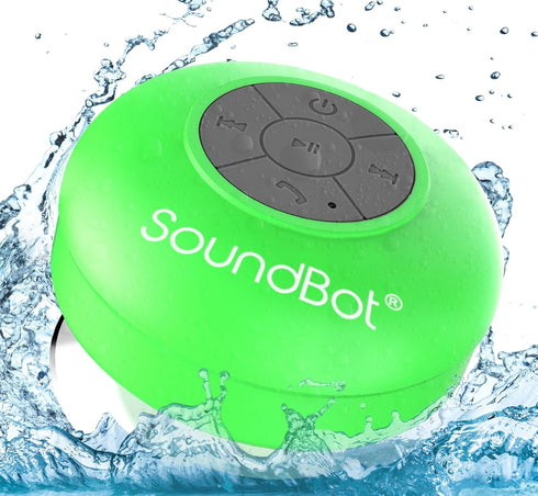 Soundbot SB510 HD Water Resistant Bluetooth Shower Speaker, Handsfree Portable Speakerphone with Built-in Mic, 6hrs of Playtime, Control Buttons a...