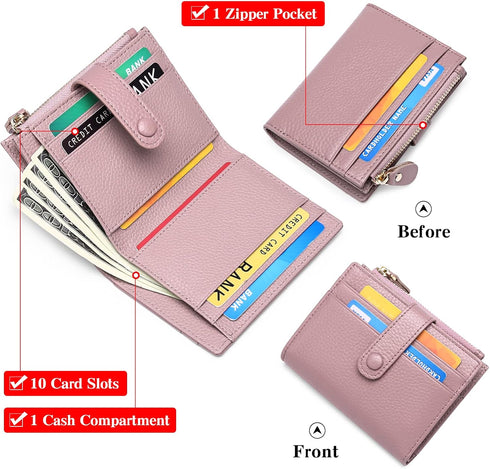 FALAN MULE Small Wallets for Women RFID Blocking Slim Bifold Leather Womens Wallet with Zipper Coin Purse...