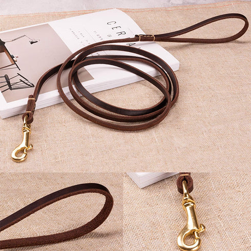 HiCaptain Thin Leather Pet Leash, Durable Dog Leashes Suit for Small Dog Up to 15 lb 00(1/5 inch Wide, 6 Ft) Brown...