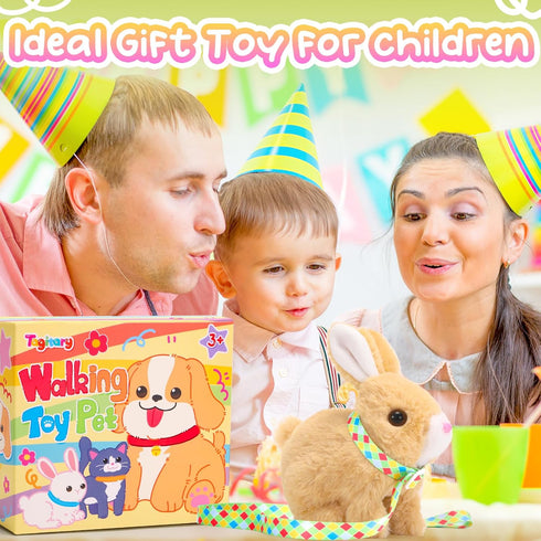 Tagitary Plush Toys Bunny Electronic Toy with Sounds,Wiggling Ears,Hopping,Twitching Mouth and Nose, Interactive Rabbit Toy for Kids with Leash,Ea...