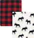 Hudson Baby Unisex Baby Silky Plush and Coral Fleece Blanket, Buffalo Plaid Moose, 30x36 inches...