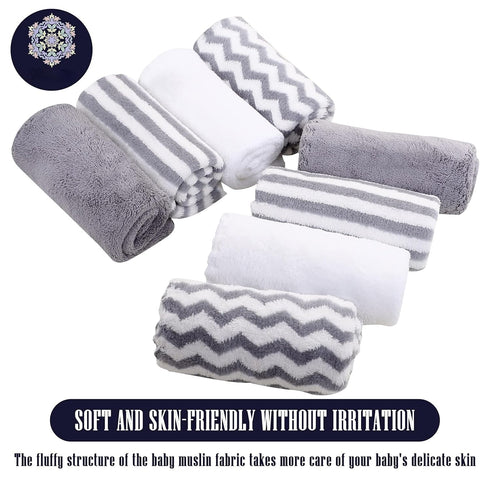 8 Pack Super Soft Baby Burp Cloths, Baby Washcloths, Ultra Absorbent Large Newborn Burping Cloth for Boy and Girl, Milk Spit Up Rags, Unisex for B...