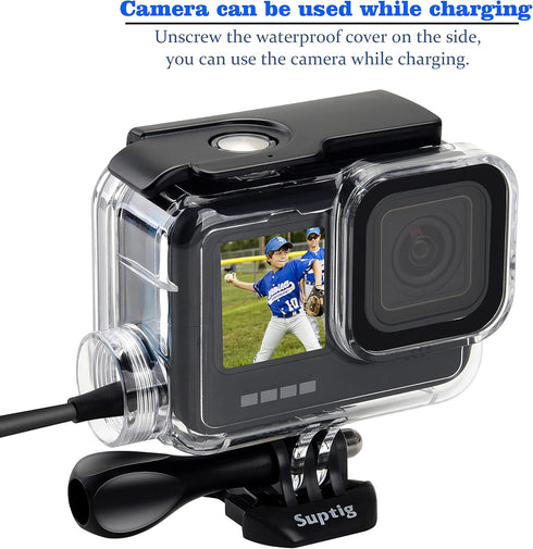 Suptig Waterproof Housing Case Waterproof Case Dive Case Charging Case Compatible for Gopro Hero 12 Hero 11 Hero 10 Hero 9 Black Waterproof 164Ft...