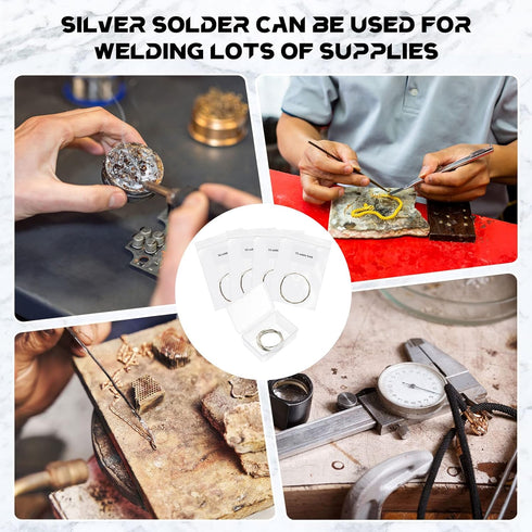 4 Pieces Silver Solder Wire 4 Types Soldering Wire Silver Wire for Jewelry Making Repair Electronics Silver Welding Wire Tools, Easy Soft, Soft, M...