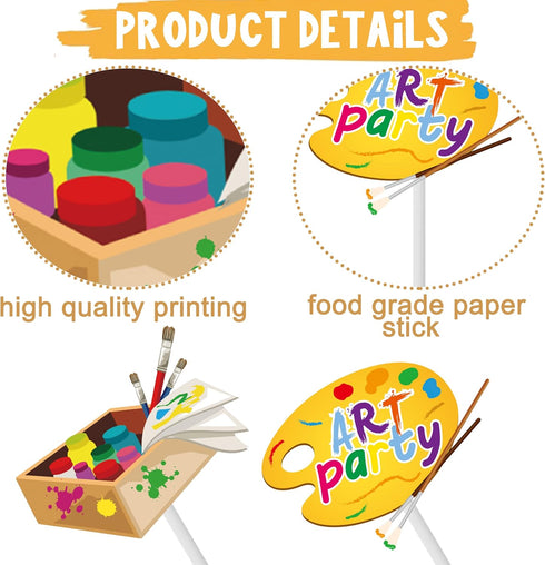 36Pcs Art Paint Party Cupcake Toppers Paint Brush Cupcake Picks Art Party Cake Decoration for Art Painting Theme Birthday Party Baby Shower Paint ...