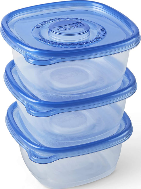 Glad GladWare Tall Entrée Food Storage Containers | Large Square Containers for Food Hold up to 42 Ounces of Food, 3 Count | Strong and Sturdy Lar...