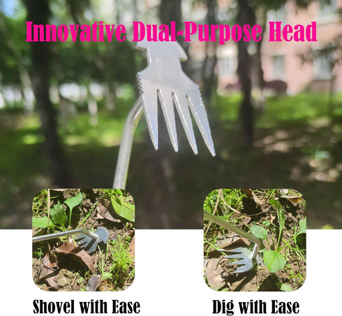 Stainless Steel Hand Weed Puller Dual-Action 4-Claw Weeder with Ergonomic Grip Garden Tool for Efficient Root Removal Precision Weed Extraction Id...