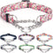 Martingale Collar, Training Dog Collar, Stainless Steel Chain Pet Collar for No Pull Dog Walking Flowers Design Large Medium Small Dogs (M, Peony)...