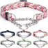 Martingale Collar, Training Dog Collar, Stainless Steel Chain Pet Collar for No Pull Dog Walking Flowers Design Large Medium Small Dogs (M, Peony)...