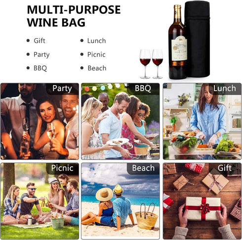 Aosbos Insulated Wine Bag Water Bottle Carrier Portable Wine Cooler Bag Padded Protection Tote Bag with Shoulder Strap for Travel Picnic Purse...
