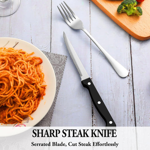 36 Pcs Silverware Set with Steak Knives Service for 6,Stainless Steel Flatware Set,Mirror Polished Cutlery Utensil Set,Home Kitchen Eating Tablewa...