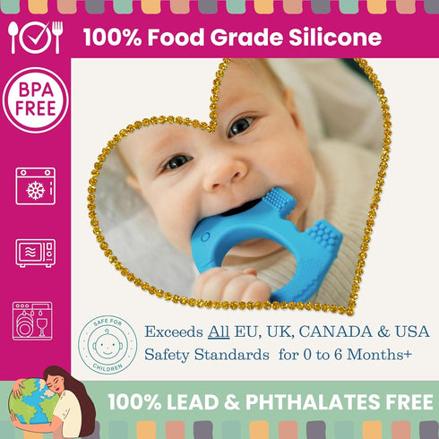 Teething Toys for Babies Age 0 to 6 Months - Baby Elefun 5X Pain Relief Smart Teether - Zero Developmental Delay Silicone Baby Teething Toy Ring -...