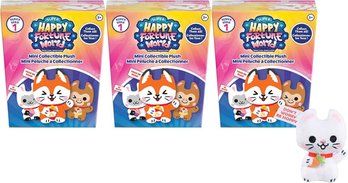 Super Happy Fortune World Mini Collectible Stylized Plush Stuffed Animals, Pack of 3, Kids Toys for Ages 3 Up by Just Play...