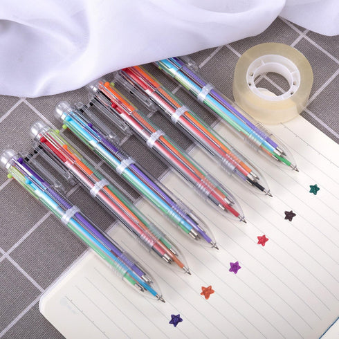 6 Pack 0.5mm 6-in-1 Multicolor Ballpoint Pen,6-Color Retractable Ballpoint Pens for Office School Supplies Students Children Gift,Kids Party Favor...